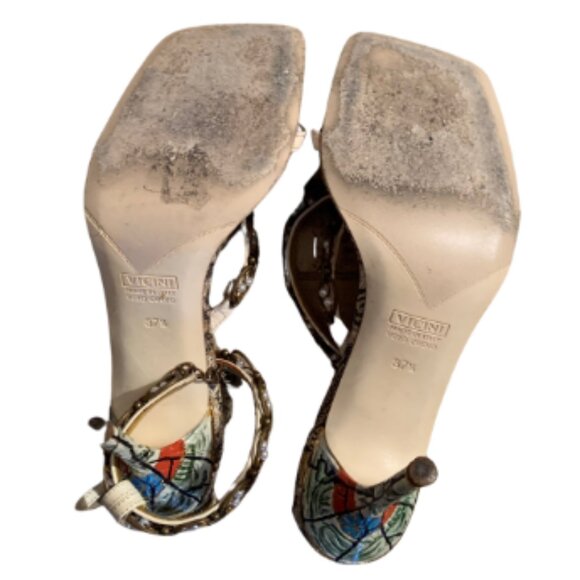 Giuseppe Zanotti Ankle Wrap Sandals w/Pearls and Art Heels - Picture 9 of 9